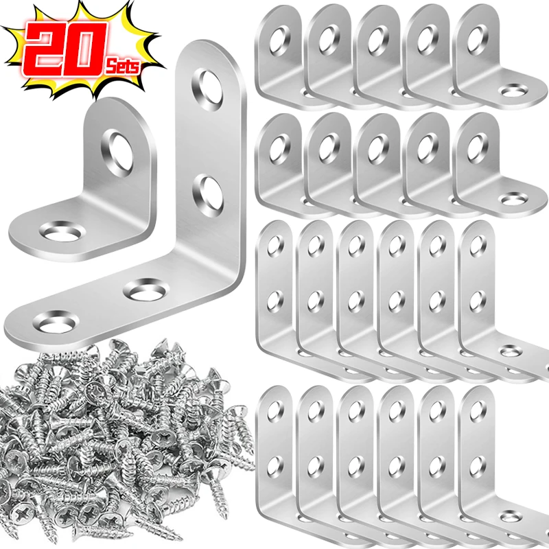 L Shaped Corner Brackets Stainless Steel Bracket Fastener 90 Degree Right Angle Connectors for Wood Furniture Bedframe Cabinet
L Shaped Corner Brackets Stainless Steel Bracket Fastener 90 Degree Right Angle Connectors for Wood Furniture Bedframe Cabinet