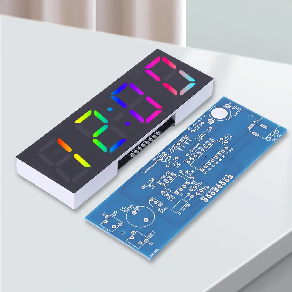 DIY Digital Clock Kit Display Date Week Temperature Alarm Soldering Project Learning Practice Solder Diy Electronic Kit