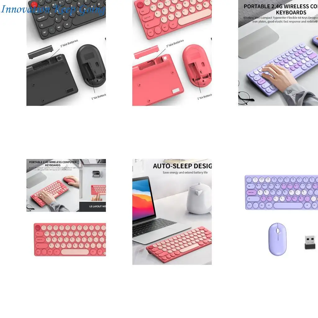 E65C Silents Clicks Mouse Wireless Keyboards Set Round Design 64Keys Portable For Desktop Notebook
E65C Silents Clicks Mouse Wireless Keyboards Set Round Design 64Keys Portable For Desktop Notebook