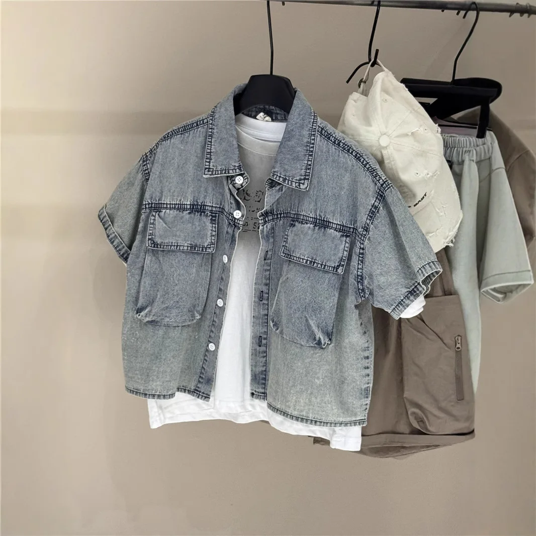 2025 Children's Korean Style Western-style Men's and Women's Baby Denim Shirts Tops Children's Clothing Short Sleeves
2025 Children's Korean Style Western-style Men's and Women's Baby Denim Shirts Tops Children's Clothing Short Sleeves