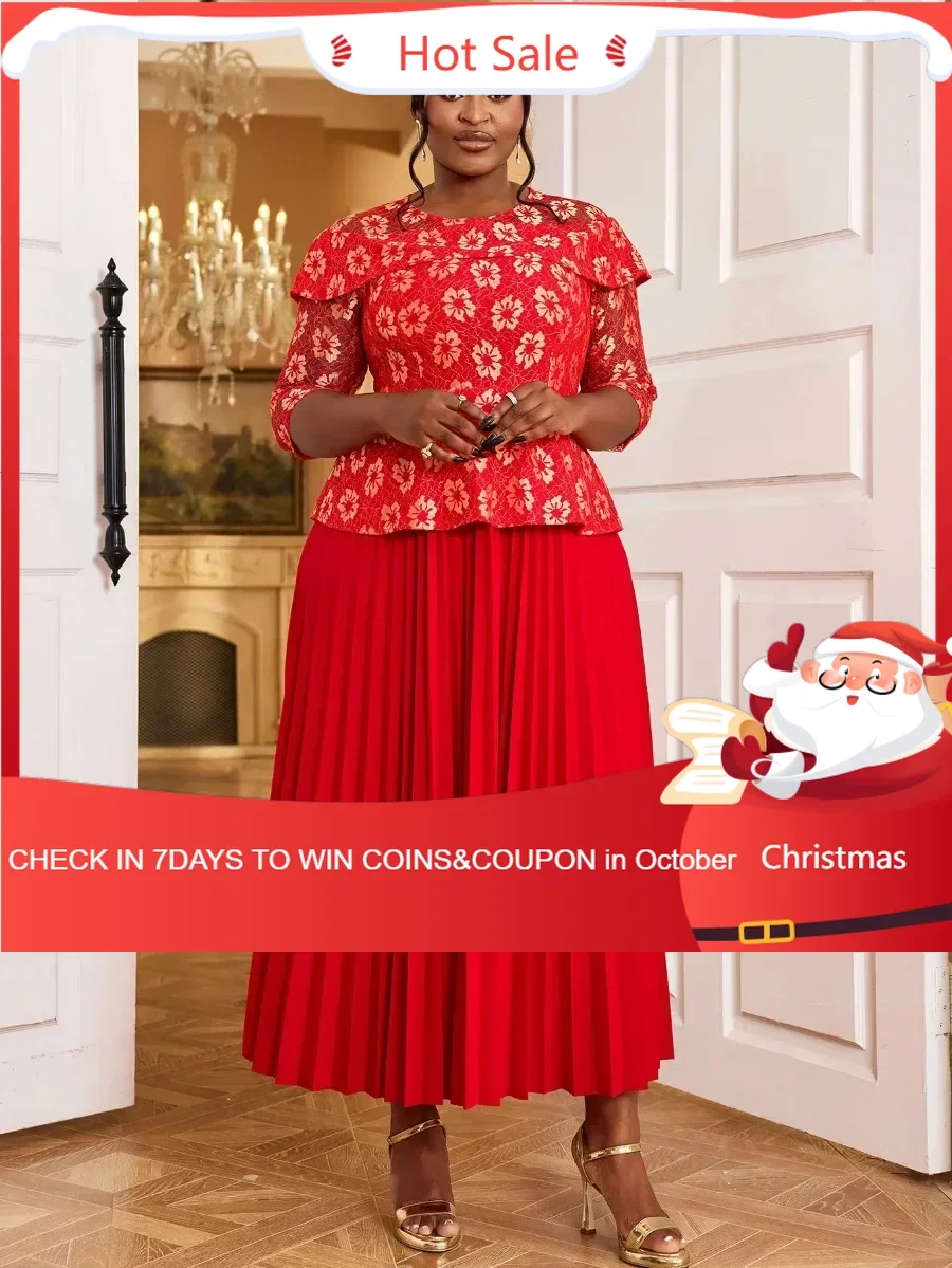 Women Retro Red Lace Floral Pleated Dress O Neck Patchwork High Waist Chic A-Line Gown Evening Celebrate Occasion Clothing 2024
Women Retro Red Lace Floral Pleated Dress O Neck Patchwork High Waist Chic A-Line Gown Evening Celebrate Occasion Clothing 2024
