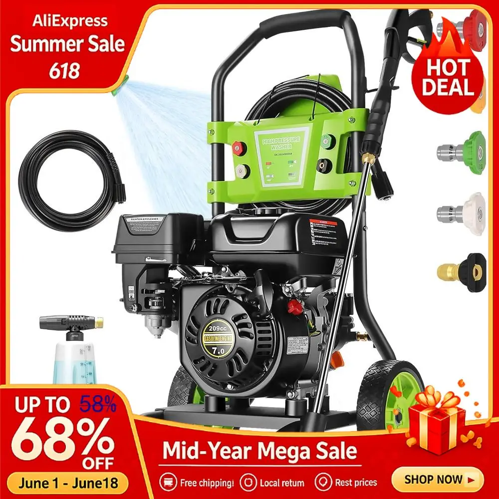 Powered Pressure Washer 4200 PSI 4.0 GPM Power Washer with 209CC 7HP Engine, High Pressure Washing Machine with 25ft, Custom
Powered Pressure Washer 4200 PSI 4.0 GPM Power Washer with 209CC 7HP Engine, High Pressure Washing Machine with 25ft, Custom