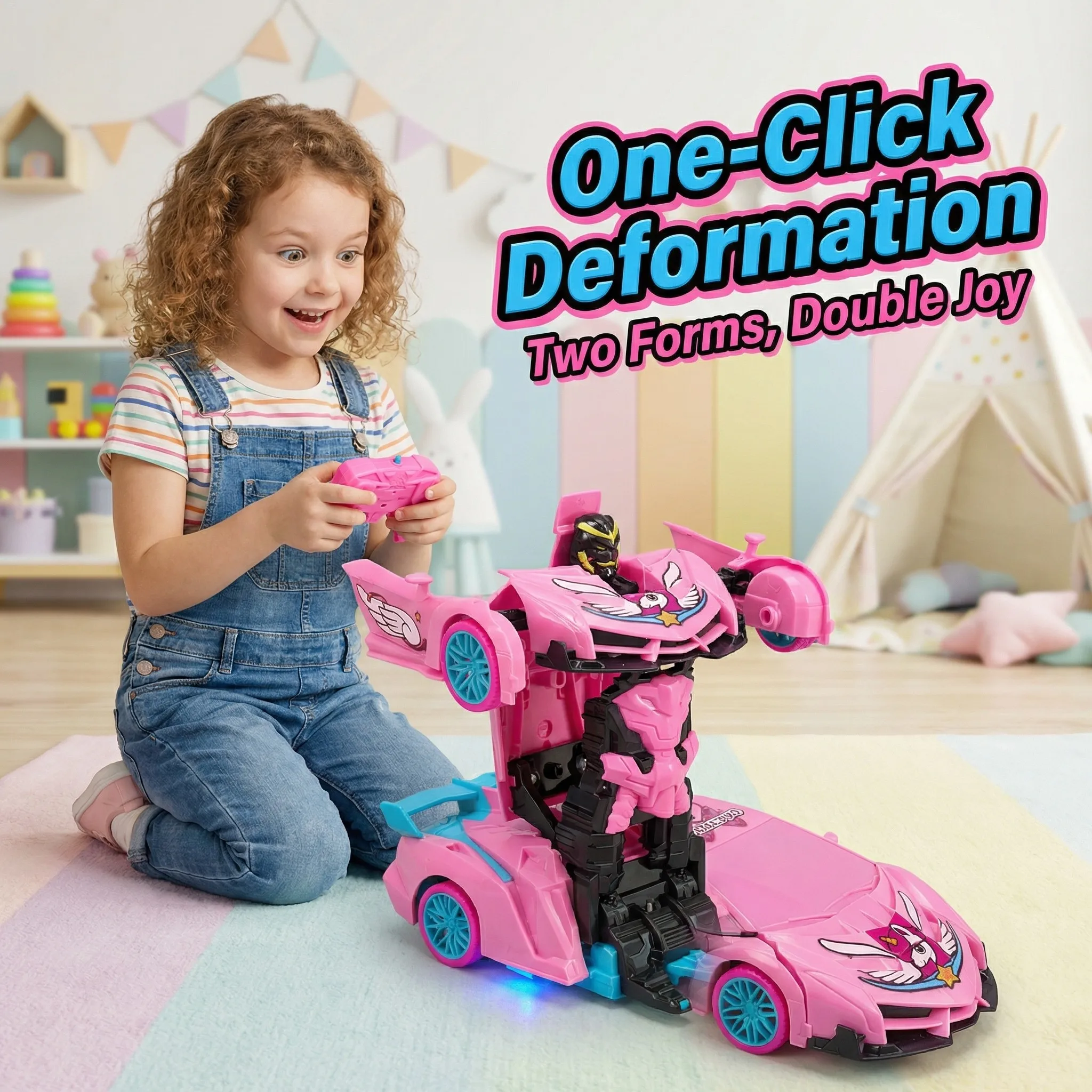 Unicorn Barbie Pink Remote Control Transforming Car Robot Toy with LED Lights — A Cute Gift for Girls and Children
Unicorn Barbie Pink Remote Control Transforming Car Robot Toy with LED Lights — A Cute Gift for Girls and Children