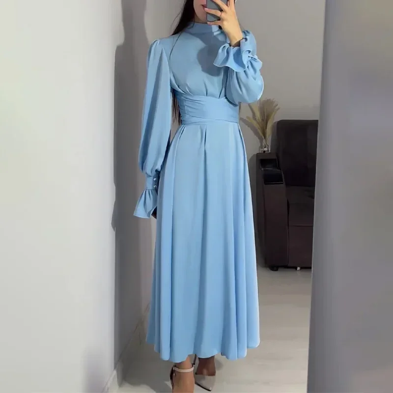 Women's Dress Commuter Solid Butterfly Long Sleeves Fold Lace-up High Waist Slim and Thin Temperament Mercerized Female Dresses
Women's Dress Commuter Solid Butterfly Long Sleeves Fold Lace-up High Waist Slim and Thin Temperament Mercerized Female Dresses