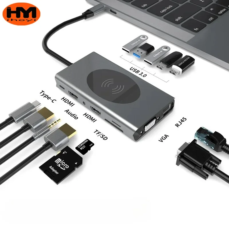 Док-станция ihoyi 14 в 1, USB-концентратор Type-C, двойной HDMI, беспроводная зарядка, ПК, ноутбуки для Xiaomi Lenovo Macbook 13 15 Air
Док-станция ihoyi 14 в 1, USB-концентратор Type-C, двойной HDMI, беспроводная зарядка, ПК, ноутбуки для Xiaomi Lenovo Macbook 13 15 Air