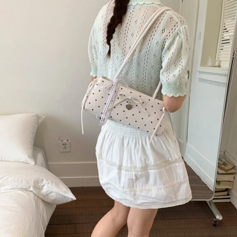 Women's Polka Dot Long Shoulder Bag with Lace Bow & Heart Charm Casual Style for Daily Errands, School Commute & Weekend Outings
Women's Polka Dot Long Shoulder Bag with Lace Bow & Heart Charm Casual Style for Daily Errands, School Commute & Weekend Outings