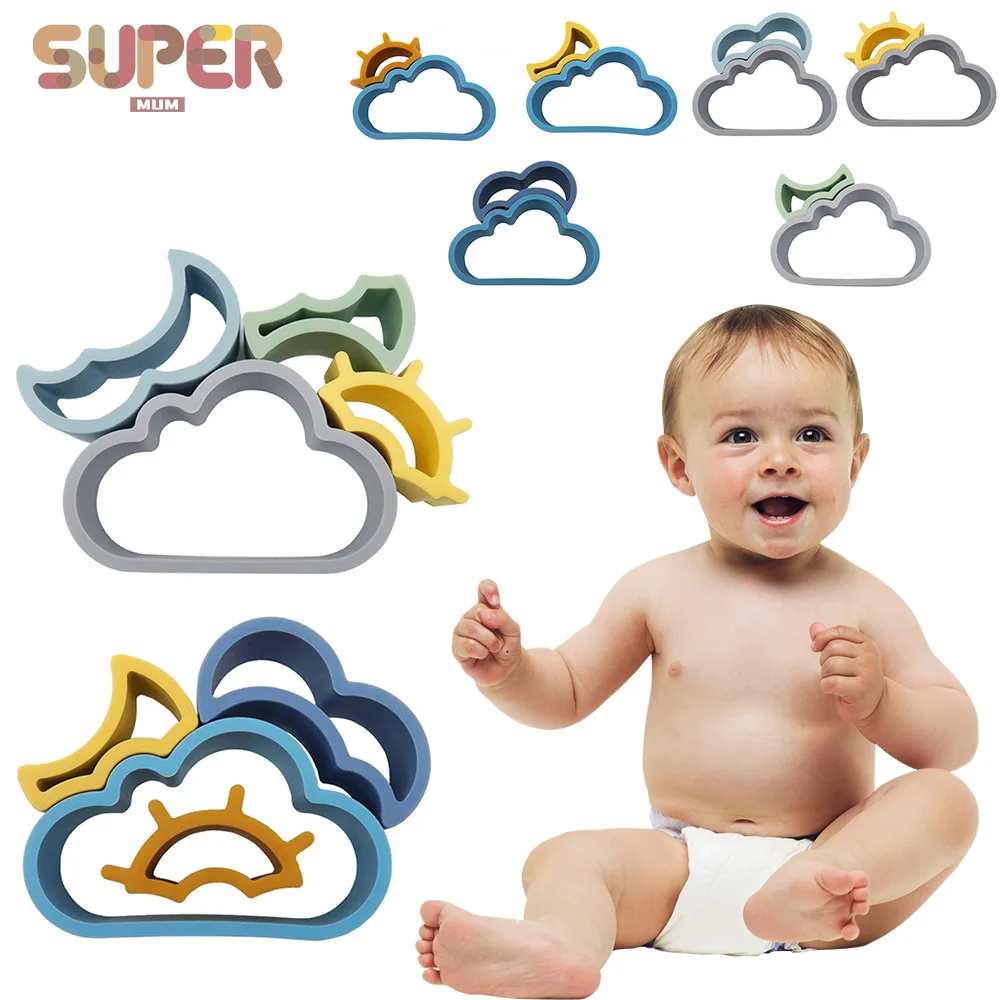 4pc Baby Silicone Building Block Teether Soft Toys Montessori Newborn Healthy Molar Sensory Educational 3D Clouds Sun Rubber Toy
4pc Baby Silicone Building Block Teether Soft Toys Montessori Newborn Healthy Molar Sensory Educational 3D Clouds Sun Rubber Toy