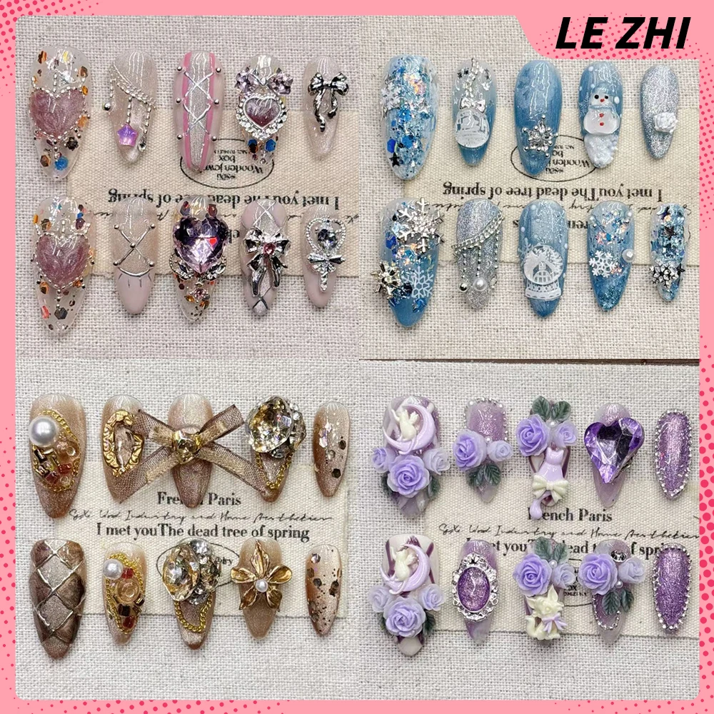 High-End Luxury Handmade Almond Coffin Wearable Press On Nail Flower Snowflakes Rhinestone Pearl Bowknot Sequins Full Cover Nail
High-End Luxury Handmade Almond Coffin Wearable Press On Nail Flower Snowflakes Rhinestone Pearl Bowknot Sequins Full Cover Nail