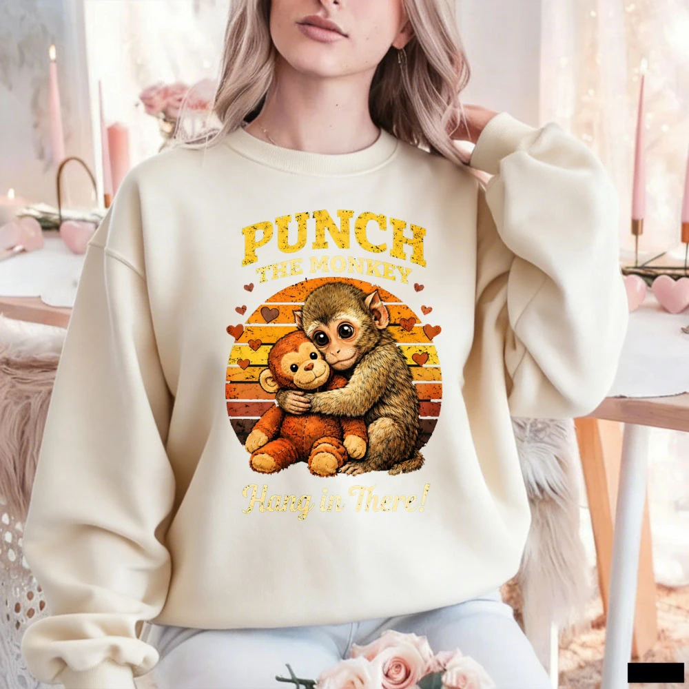 Retro 70s Sunset Distressed PUNCH THE MONKEY Hang in There Quote Hugging Plush Sweatshirt Trendy Casual Nostalgic Pullover
Retro 70s Sunset Distressed PUNCH THE MONKEY Hang in There Quote Hugging Plush Sweatshirt Trendy Casual Nostalgic Pullover