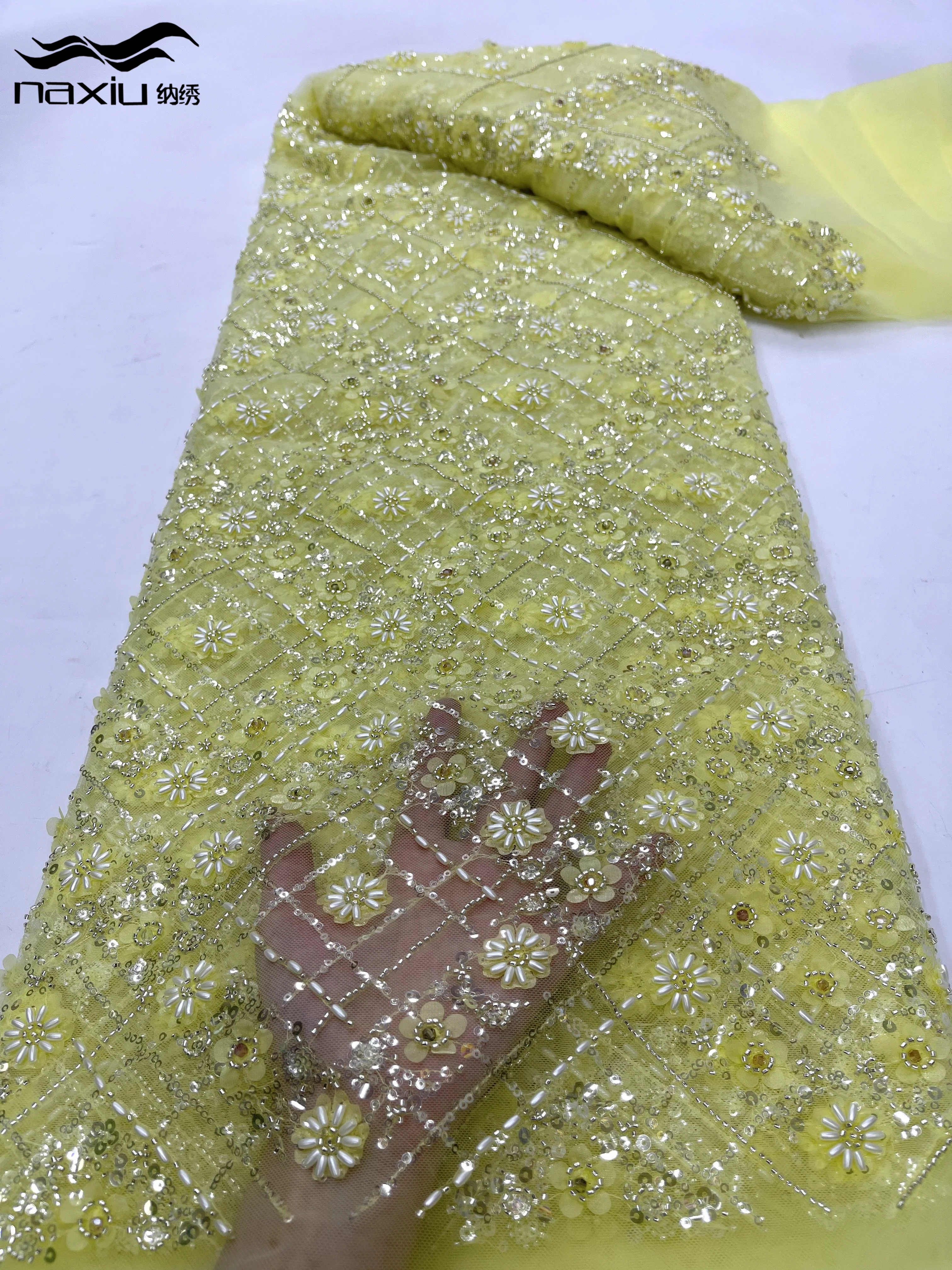 Madison-African Heavy Beaded Lace Fabric, Nigerian Sequins Beads, French Tulle, Wedding Material, High Quality, 2024
Madison-African Heavy Beaded Lace Fabric, Nigerian Sequins Beads, French Tulle, Wedding Material, High Quality, 2024