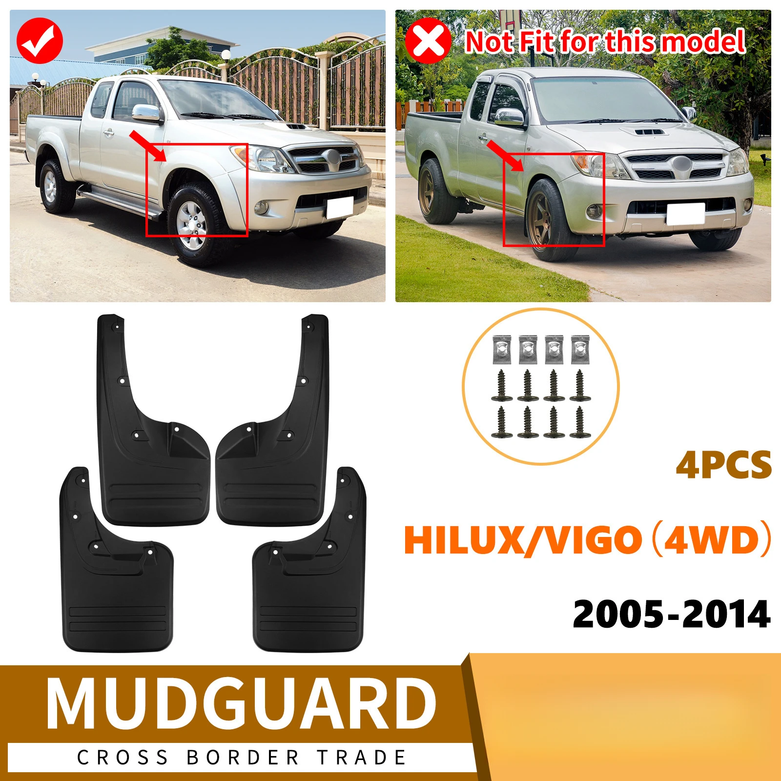 4 шт. брызговики, автомобильные брызговики для Toyota Hilux Vigo 4WD 2005-2014, передние и задние крылья, автомобильные аксессуары, Стайлинг
4 шт. брызговики, автомобильные брызговики для Toyota Hilux Vigo 4WD 2005-2014, передние и задние крылья, автомобильные аксессуары, Стайлинг