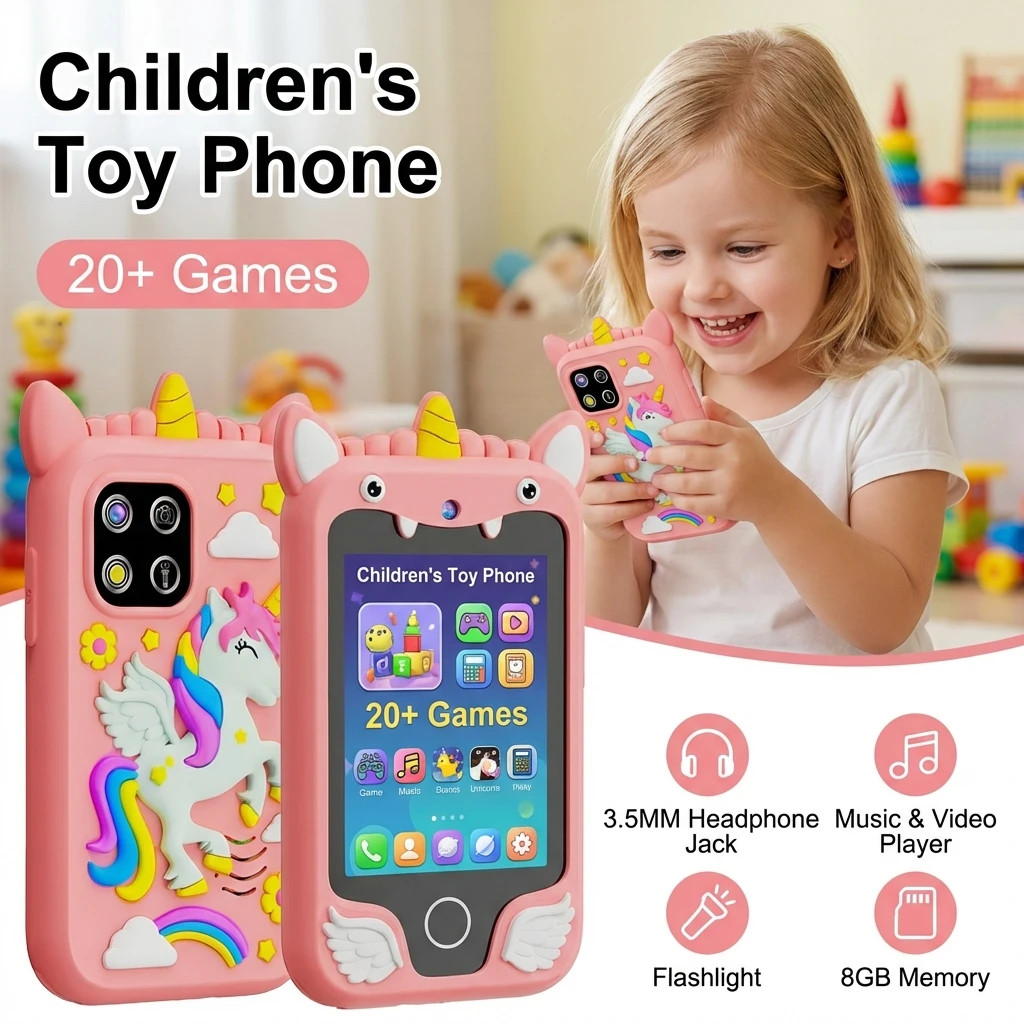Children Phone Toys Educational Musical Toy Unicorn Baby Mobile Selfie Camera With 8GB TF Card Toys for Boys Girls Birthday Gift
Children Phone Toys Educational Musical Toy Unicorn Baby Mobile Selfie Camera With 8GB TF Card Toys for Boys Girls Birthday Gift