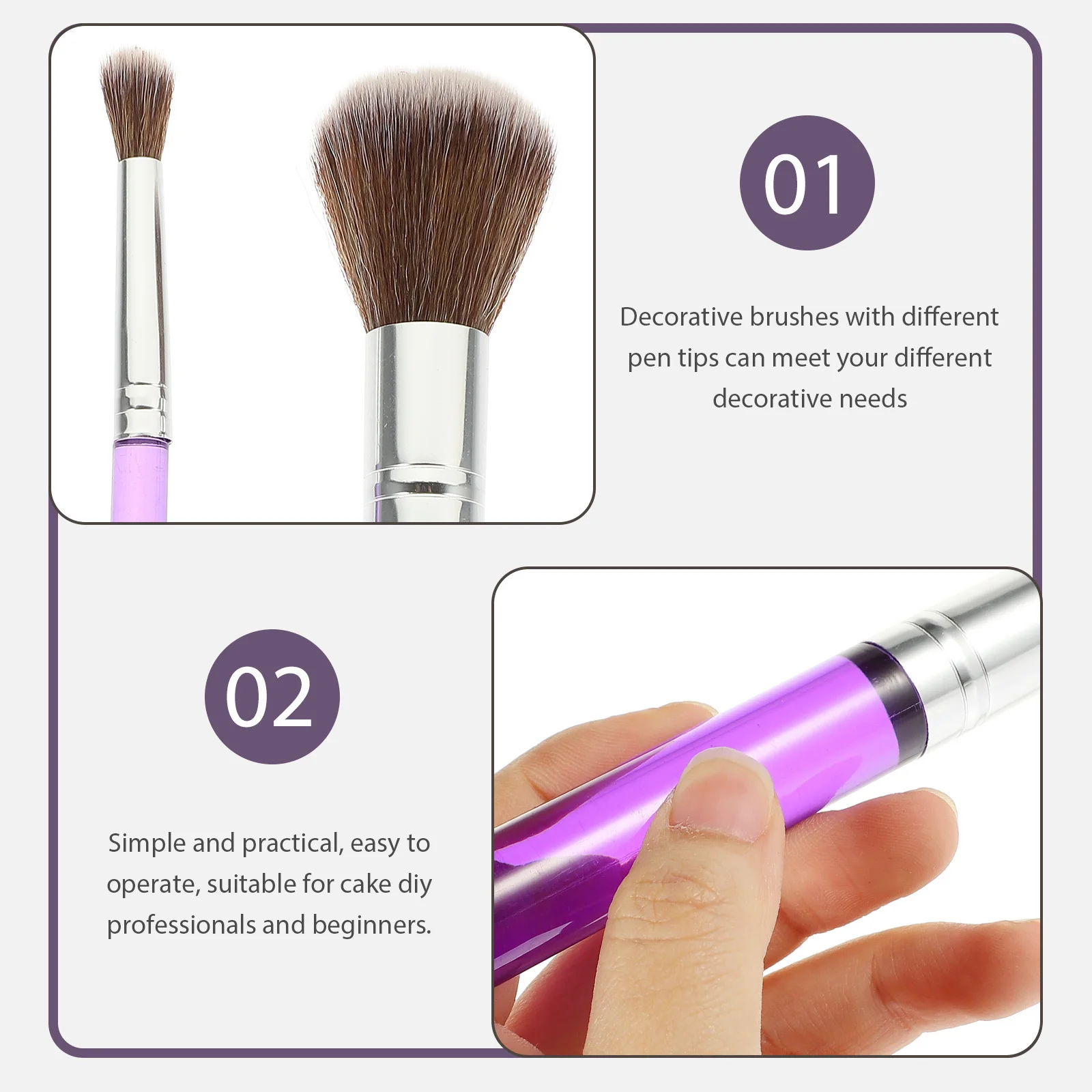 2Pcs Cake Decorating Brushes Multi-Function Nylon Tips Easy Use Dessert Painting Tools Fondant Cake Accessories Baking Supply
2Pcs Cake Decorating Brushes Multi-Function Nylon Tips Easy Use Dessert Painting Tools Fondant Cake Accessories Baking Supply