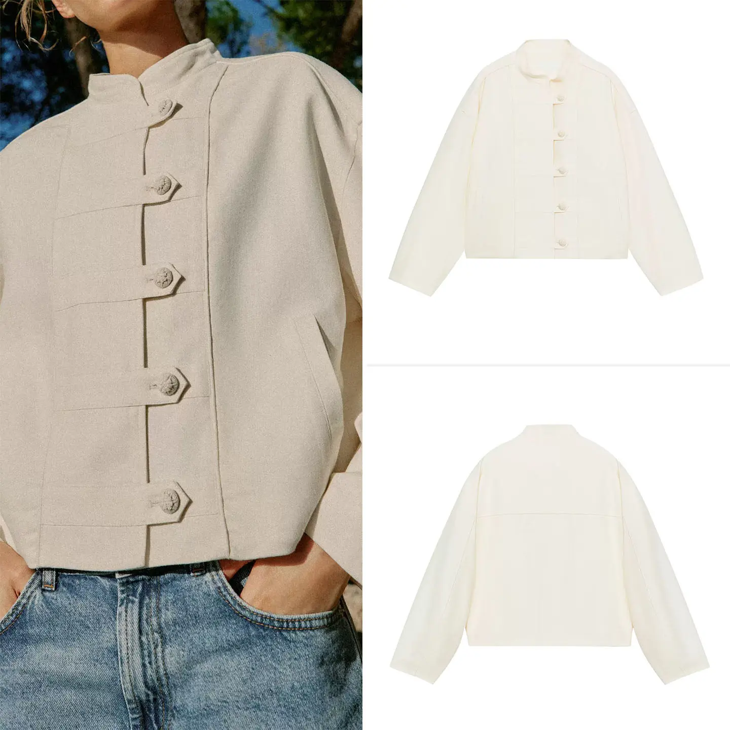 Women's Fashionable Long Sleeve Stand Collar Jacket Summer 2026 Cord Knot Button Outerwear Neutral Style Standard Fit Zadata
Women's Fashionable Long Sleeve Stand Collar Jacket Summer 2026 Cord Knot Button Outerwear Neutral Style Standard Fit Zadata