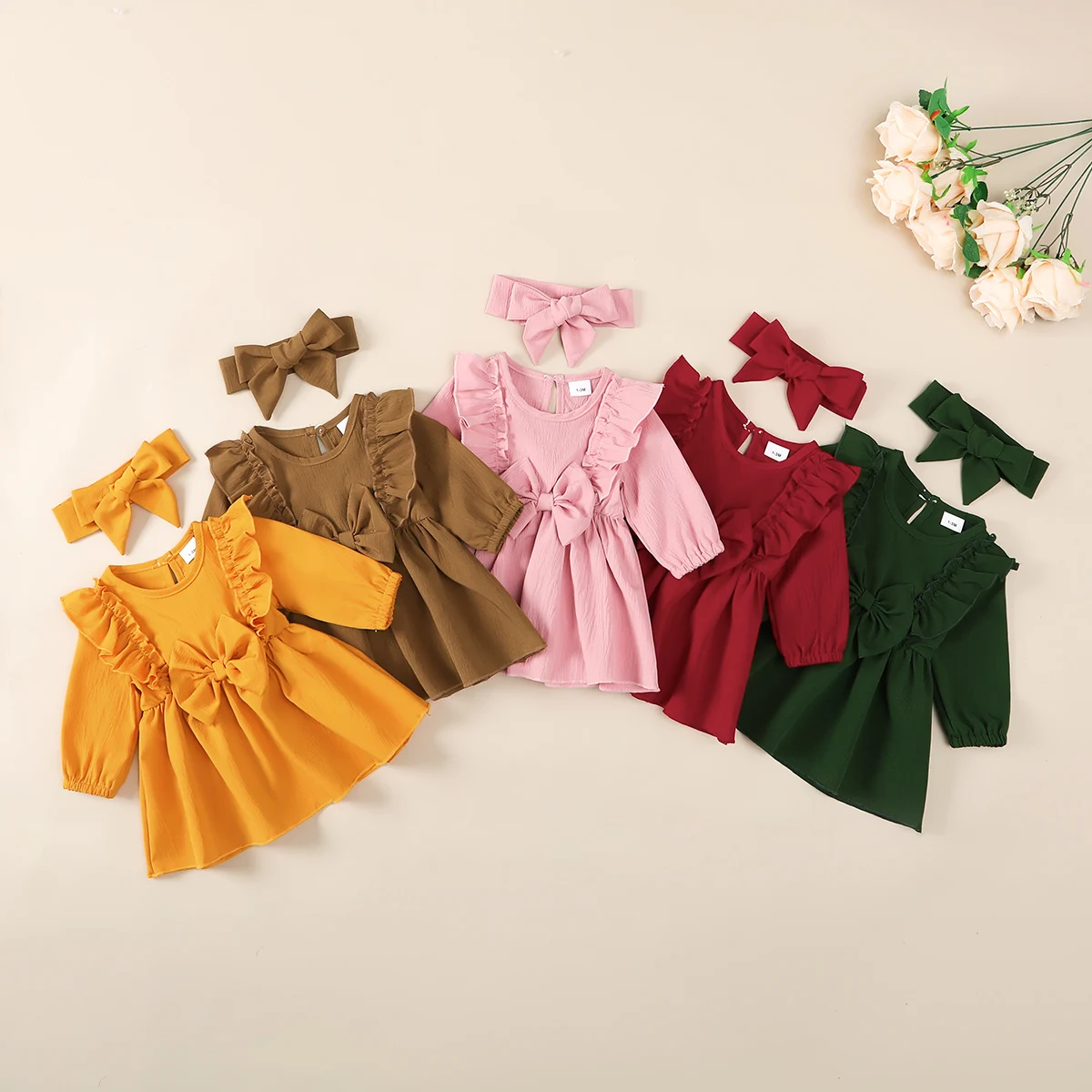Baby girl Autumn Dress Ruffle and Bow Solid Color Dress+Headband 2Pcs/Set 0-18 Months Baby girl Holiday Party Dress Baby clothes
Baby girl Autumn Dress Ruffle and Bow Solid Color Dress+Headband 2Pcs/Set 0-18 Months Baby girl Holiday Party Dress Baby clothes
