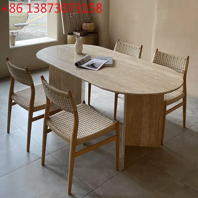 Natural travertine meal rectangular household small apartment light luxury high-end table
Natural travertine meal rectangular household small apartment light luxury high-end table