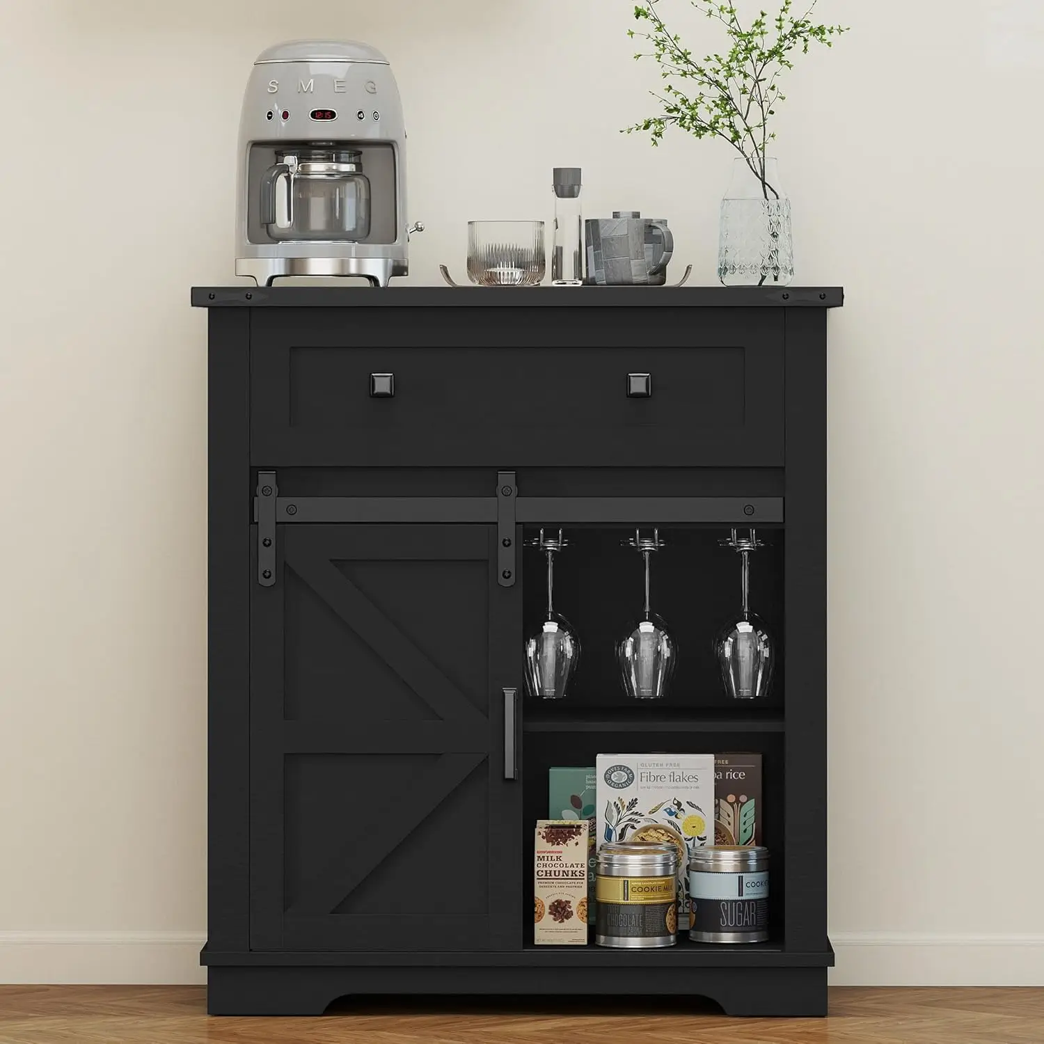 Coffee Bar Cabinet, Farmhouse Sideboard Buffet Cabinets with Storage, Wine Glass Rack, Sliding Barn Door, Buffet Table,Custom
Coffee Bar Cabinet, Farmhouse Sideboard Buffet Cabinets with Storage, Wine Glass Rack, Sliding Barn Door, Buffet Table,Custom