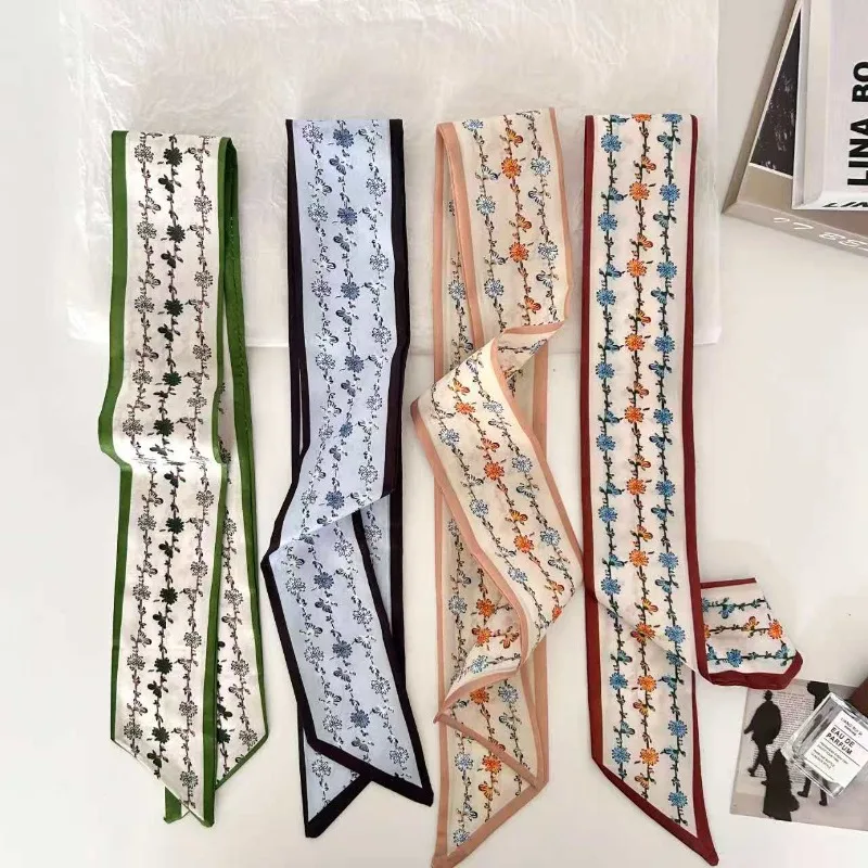 Retro Long Scarf with String of Small Flowers Matching Shirt Neck Scarf Hair Tie Bag Binding Ribbon Belt Fashion Women Accessory
Retro Long Scarf with String of Small Flowers Matching Shirt Neck Scarf Hair Tie Bag Binding Ribbon Belt Fashion Women Accessory