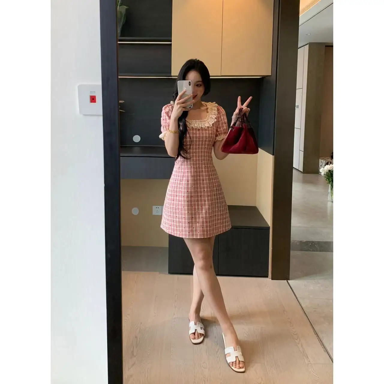 Sweet Heart Cherry Summer Plaid Dr Waist Cinching Slimming Skirt XIN Square Collar f High Ne Long Sve Polyester ...
Sweet Heart Cherry Summer Plaid Dr Waist Cinching Slimming Skirt XIN Square Collar f High Ne Long Sve Polyester ...