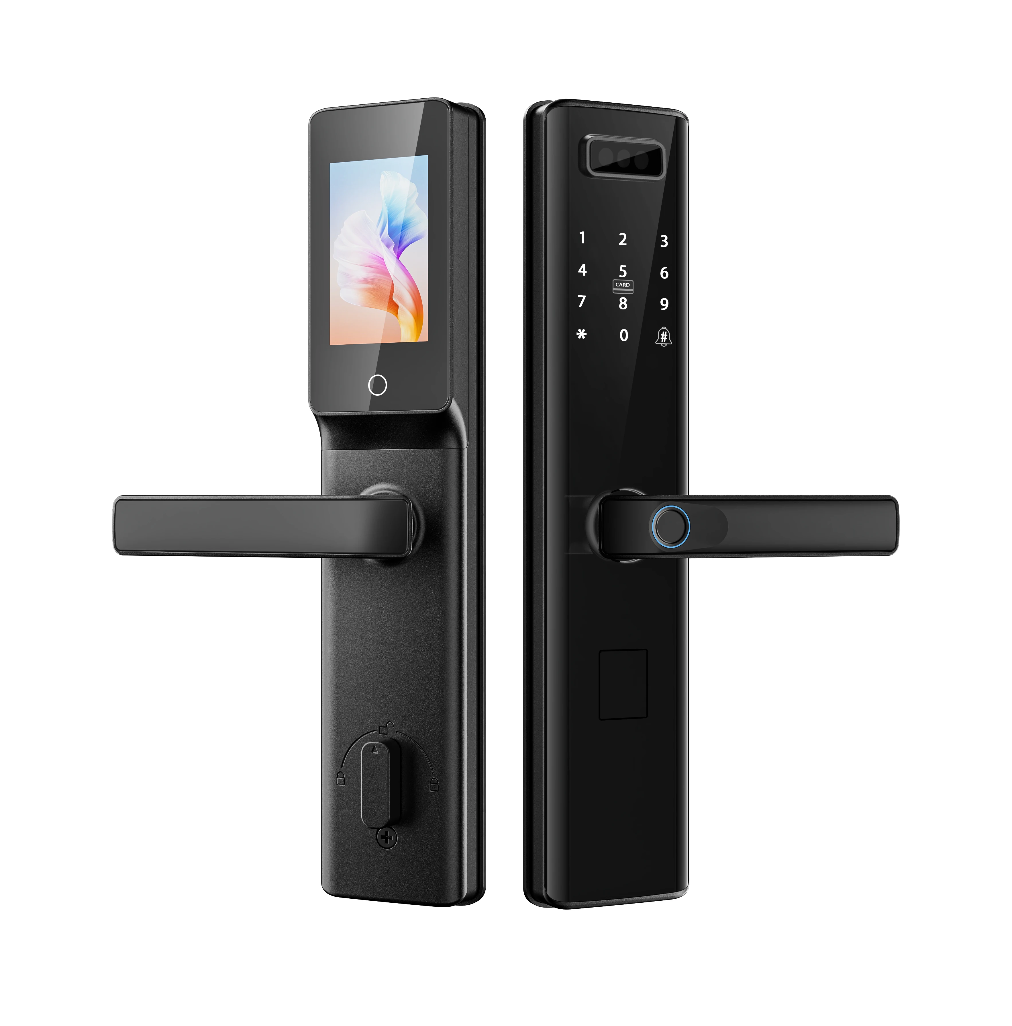 Rfid Keyless Tuya Wifi 3D Face Recognition Digital Electronic Lock Handle Fingerprint Smart Door Lock With Camera