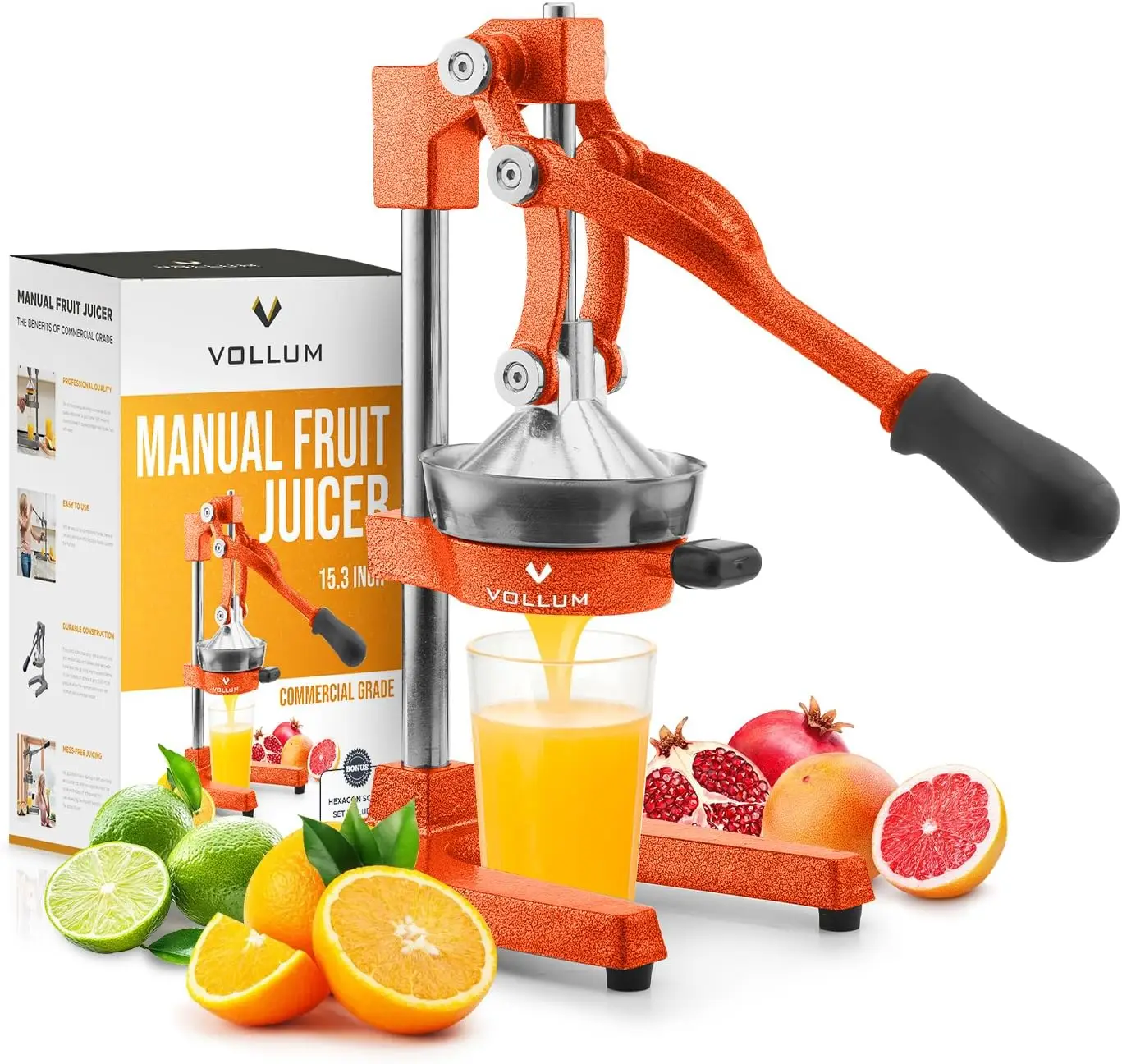 Professional Manual Citrus Juicer - Heavy Duty Lever Squeezer for Oranges, Lemons, Limes, Grapefruits
Professional Manual Citrus Juicer - Heavy Duty Lever Squeezer for Oranges, Lemons, Limes, Grapefruits