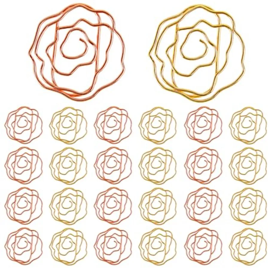 50PCS Rose Shape Paper Clips Office Metal Accessories Rose Gold Flower Paper Clips in Clear Box for Office Home School Supplies
50PCS Rose Shape Paper Clips Office Metal Accessories Rose Gold Flower Paper Clips in Clear Box for Office Home School Supplies