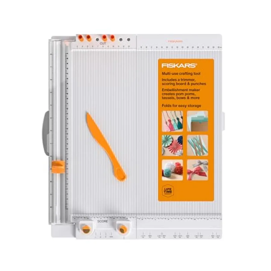 Crafting tool for pom pom and tassel making, PPC material, black, compact folding design with TripleTrack system and scoring su