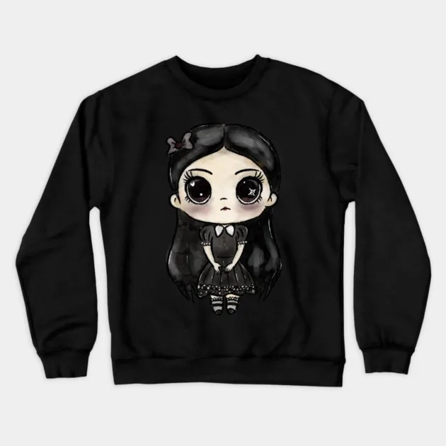 Autumn and Winter Style Gothic Cartoon Girl Sweatshirt, "Dark Cute Girl" Graphic for A Trendy Look 
Autumn and Winter Style Gothic Cartoon Girl Sweatshirt, "Dark Cute Girl" Graphic for A Trendy Look