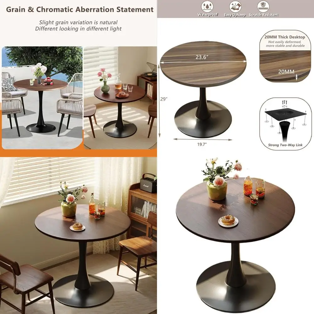 Mid-Century Modern Walnut 24 Round Dining Table for 1-2 People with Wooden Top for Kitchen, Living Room, or Office
Mid-Century Modern Walnut 24 Round Dining Table for 1-2 People with Wooden Top for Kitchen, Living Room, or Office