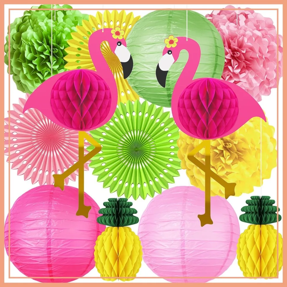 Flamingo Hawaiian Party Decorations, Luau Honeycomb Paper Lanterns for Tropical Beach Birthday Pool Summer Supplies
Flamingo Hawaiian Party Decorations, Luau Honeycomb Paper Lanterns for Tropical Beach Birthday Pool Summer Supplies
