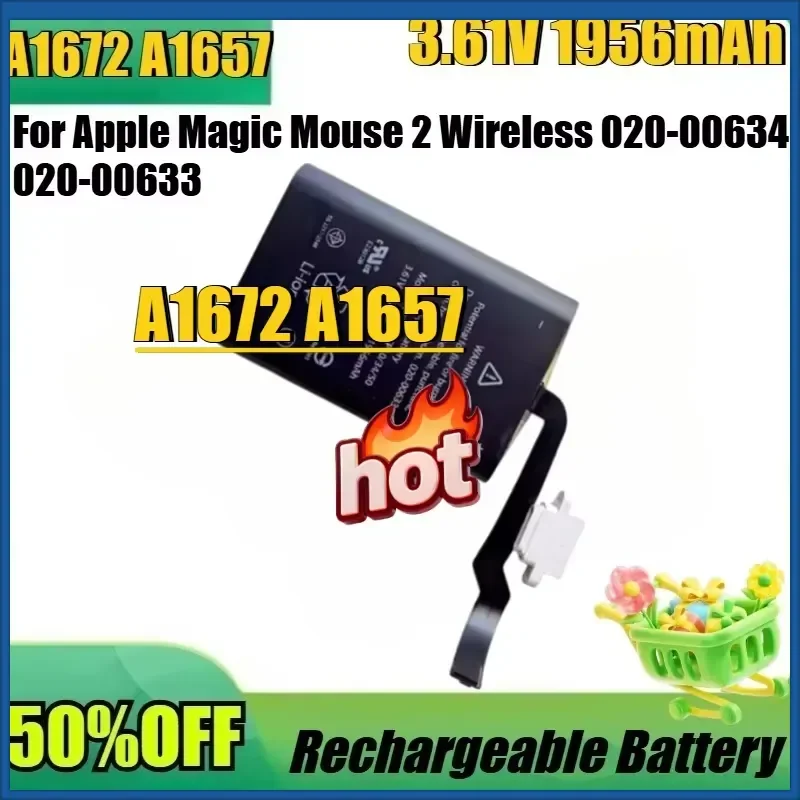 New High Quality for Apple Magic Mouse 2 Wireless 020-00634 020-00633 Battery New A1672 A1657 3.61V 1956mAh Replacement
New High Quality for Apple Magic Mouse 2 Wireless 020-00634 020-00633 Battery New A1672 A1657 3.61V 1956mAh Replacement
