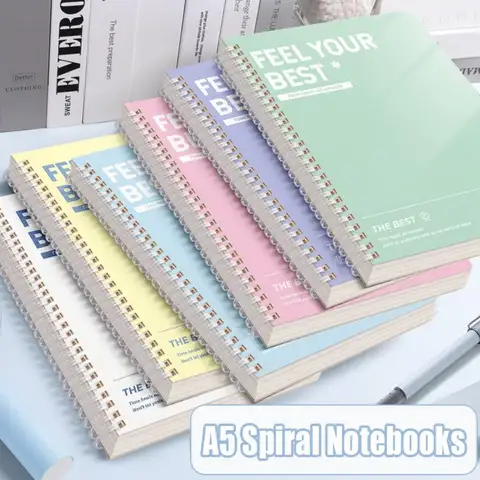 60Sheets/Book High Quality A5 Spiral Notebooks Perforated Pages Color Diary Book Horizontal Line Inner Pages Notepad Gift