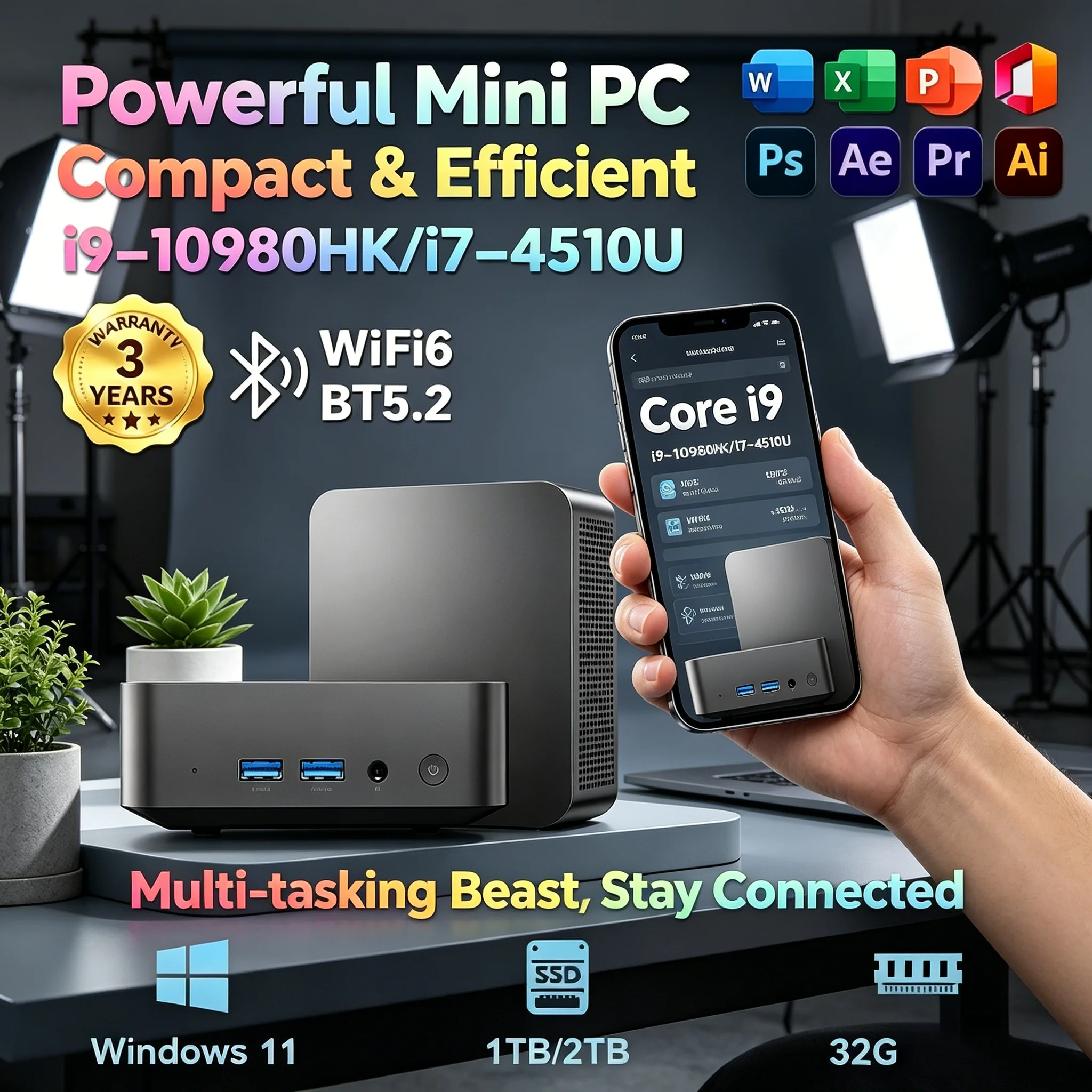 Laptop Slim Pocket Mini Desktop PC Core I3-6006U Win11 Pro Full Function WiFi6 BT5.2 4K Video Play Home Computer
Laptop Slim Pocket Mini Desktop PC Core I3-6006U Win11 Pro Full Function WiFi6 BT5.2 4K Video Play Home Computer