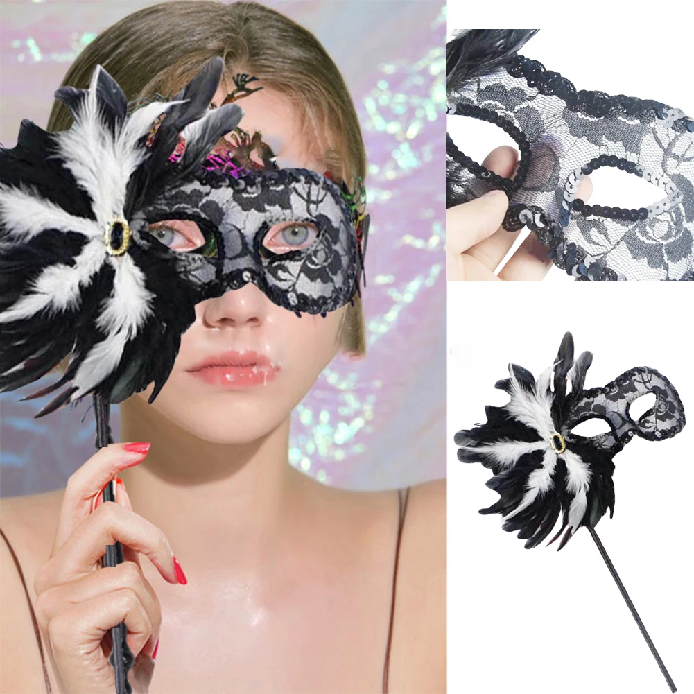 Venice Feather Half Face Mask Masquerade Carnival Party Translucent Handheld Rave Mask Costume Cosplay Props Gift For Women
Venice Feather Half Face Mask Masquerade Carnival Party Translucent Handheld Rave Mask Costume Cosplay Props Gift For Women