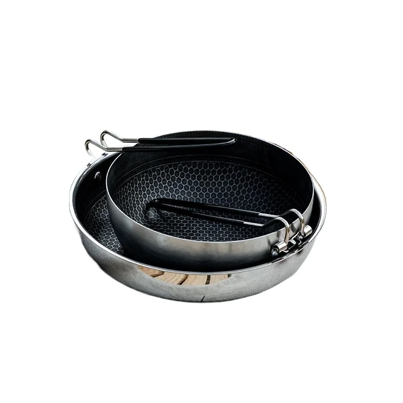 Outdoor Folding Handle 316 Pan Stainless Steel Removable Frying Pan Camping Wok Foldable Portable Pot
Outdoor Folding Handle 316 Pan Stainless Steel Removable Frying Pan Camping Wok Foldable Portable Pot