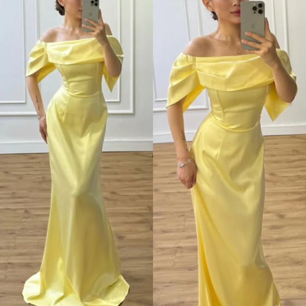 Customized Strapless Off Shoulder Floor Length Yellow Pleat A-line Vestidos Elegantes Para Mujer Para Una Boda Robe De Soirée
Customized Strapless Off Shoulder Floor Length Yellow Pleat A-line Vestidos Elegantes Para Mujer Para Una Boda Robe De Soirée