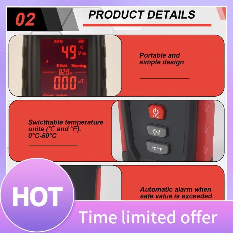 ABFN-EMF Meter USB Rechargeable, Radiation Detector For Electromagnetic Field And Temperature Precise For Home Appliances
ABFN-EMF Meter USB Rechargeable, Radiation Detector For Electromagnetic Field And Temperature Precise For Home Appliances