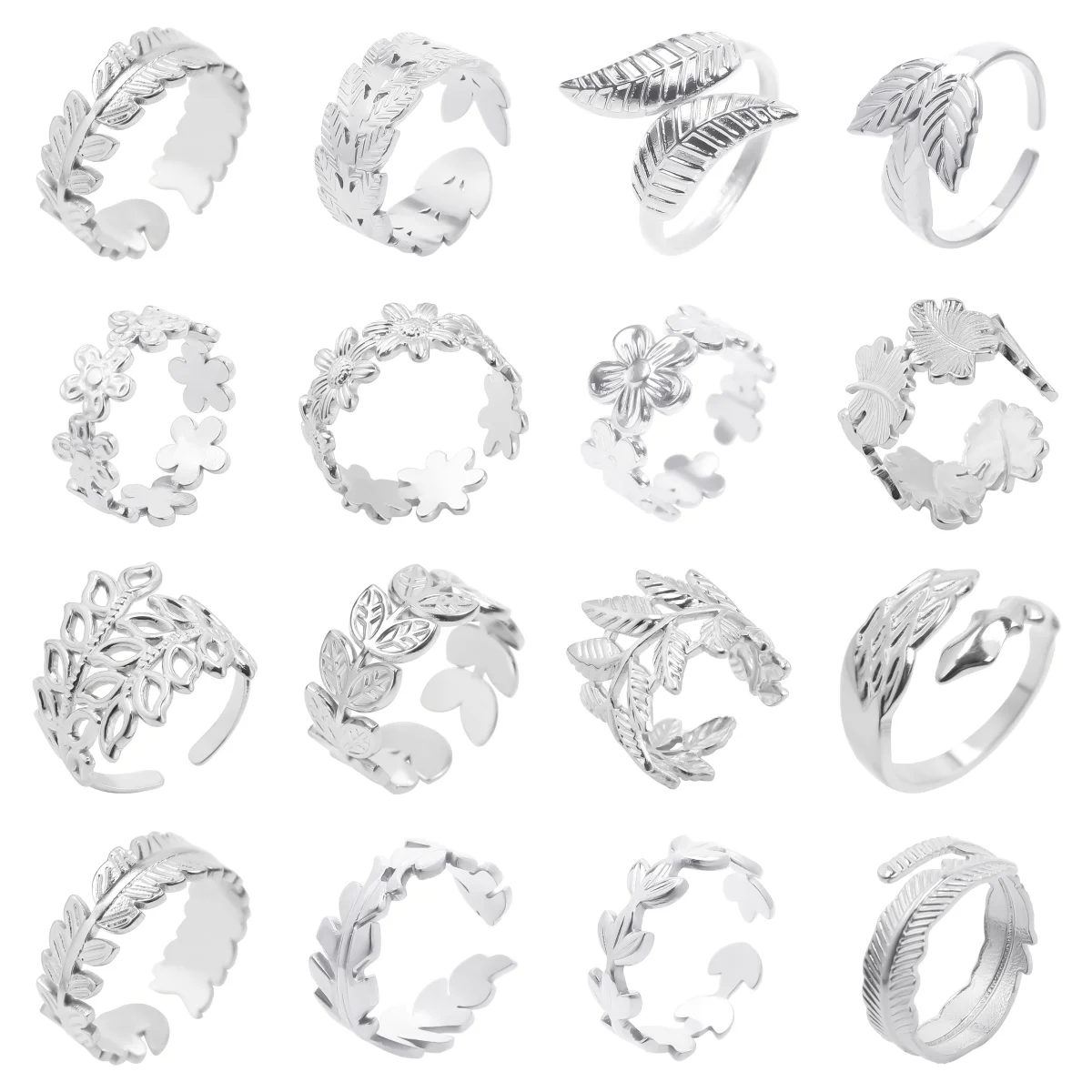 3pcs 100% no fading brief fashion silver color ring Cold style Sense of design rings green plant flower stainless steel rings
3pcs 100% no fading brief fashion silver color ring Cold style Sense of design rings green plant flower stainless steel rings
