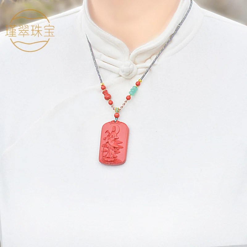 Natural Guanyin Pendant with High Red Content, Unisex Peace Necklace
Natural Guanyin Pendant with High Red Content, Unisex Peace Necklace