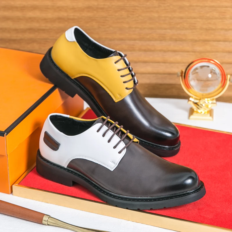 Classic Men Business Derby Leather Shoes PU Thick-soled Anti-slip Comfortable Fashionable Brand Shoes Social Shoes Sizes 38-46
Classic Men Business Derby Leather Shoes PU Thick-soled Anti-slip Comfortable Fashionable Brand Shoes Social Shoes Sizes 38-46