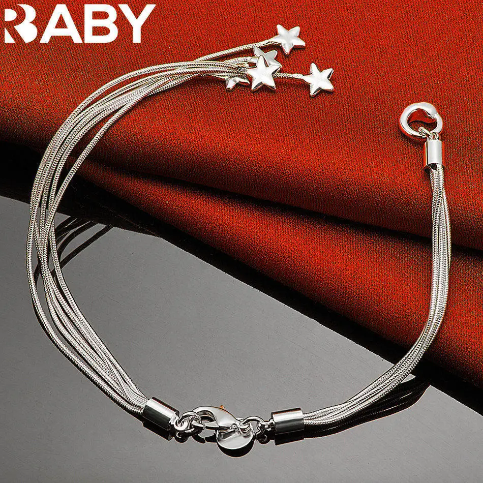 URBABY 925 Sterling Silver Multi Snake Chain Star Decoration Bracelet For Ladies' Boutique Jewelry Elegant Fashion Birthday Gift
URBABY 925 Sterling Silver Multi Snake Chain Star Decoration Bracelet For Ladies' Boutique Jewelry Elegant Fashion Birthday Gift