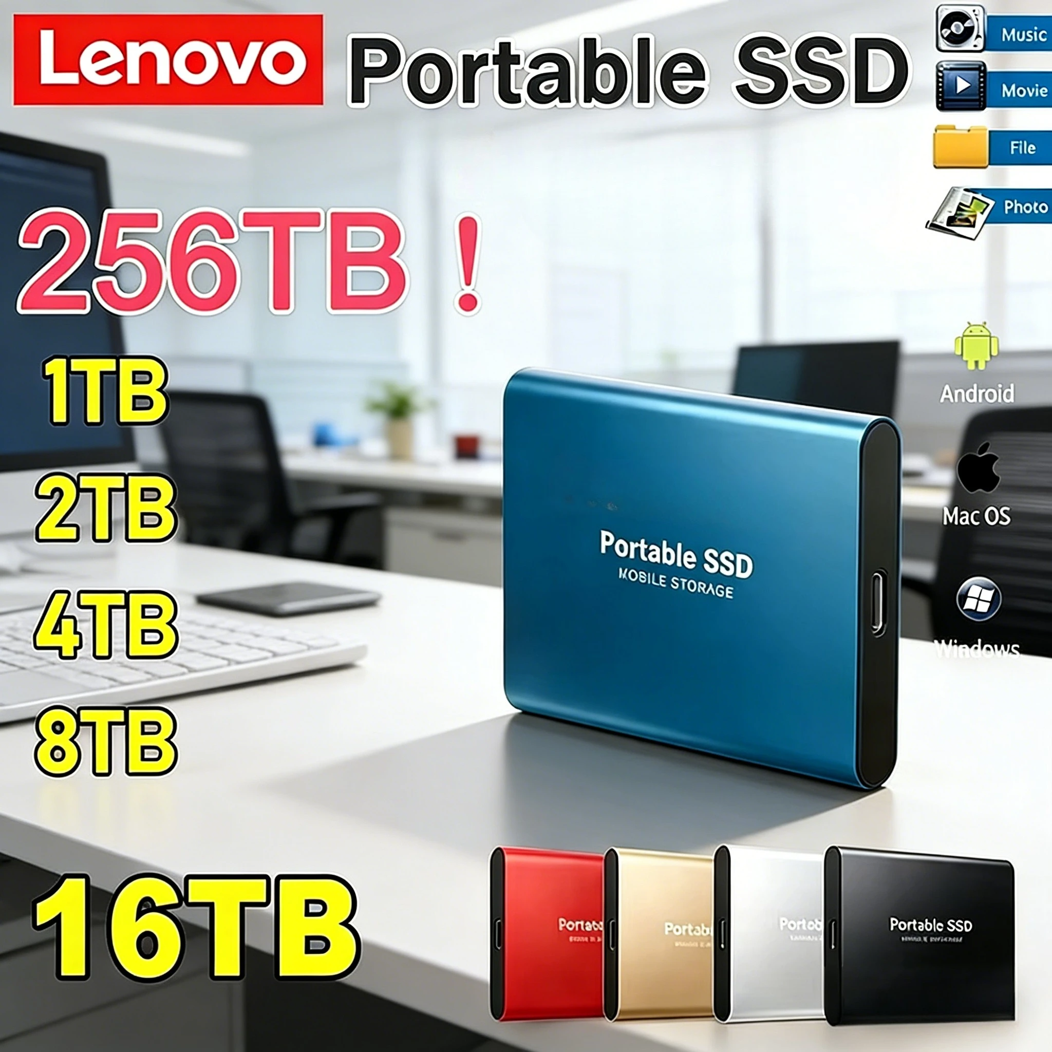 Внешний портативный SSD-накопитель Lenovo 1 ТБ, 2 ТБ, 4 ТБ, высокоскоростной жесткий диск для настольных ПК, мобильных устройств и ноутбуков
Внешний портативный SSD-накопитель Lenovo 1 ТБ, 2 ТБ, 4 ТБ, высокоскоростной жесткий диск для настольных ПК, мобильных устройств и ноутбуков
