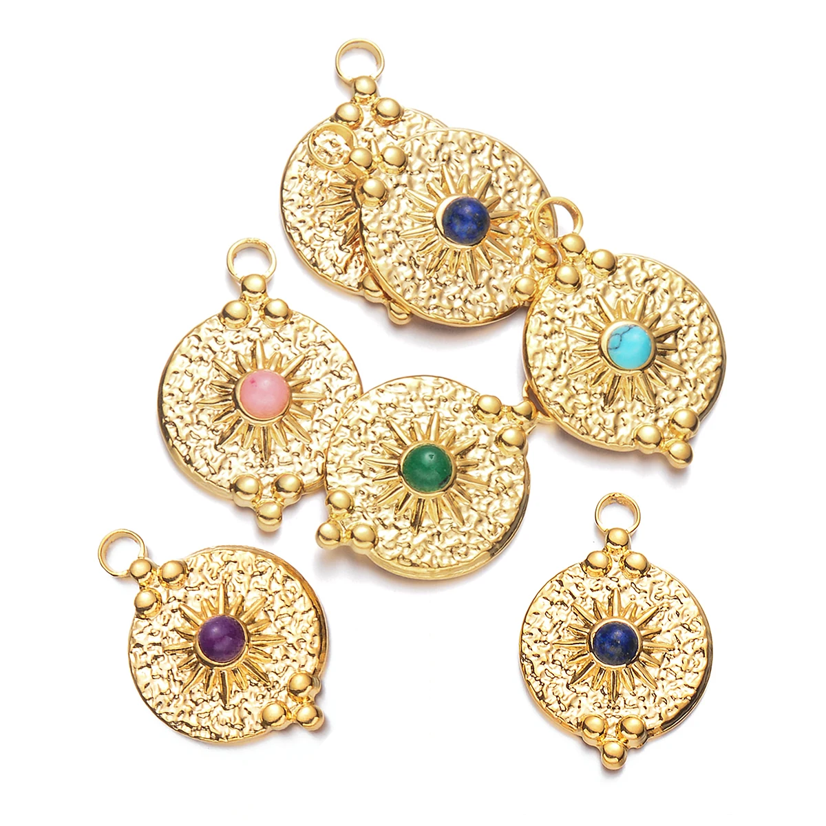 5 шт., 18-каратное золото, нержавеющая сталь, круглый натуральный камень, подвески в виде солнечного цветка, богемное ожерелье, серьги, аксессуары, водонепроницаемые
5 шт., 18-каратное золото, нержавеющая сталь, круглый натуральный камень, подвески в виде солнечного цветка, богемное ожерелье, серьги, аксессуары, водонепроницаемые