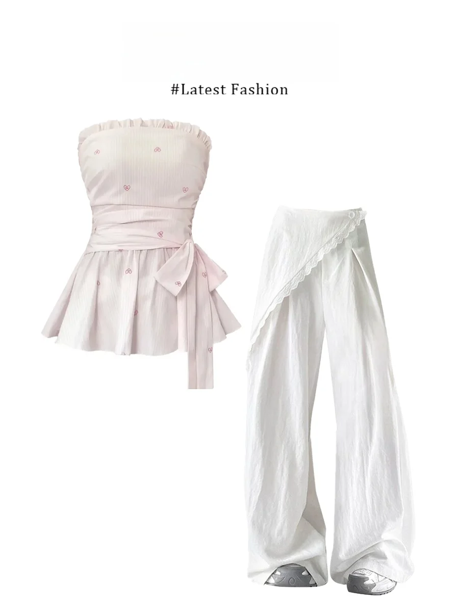 Korean Style Sweet Temperament Strapless Vest Top Women's Spring Summer High Waist Casual Pants Two-Piece Set Fashionable Cas...
Korean Style Sweet Temperament Strapless Vest Top Women's Spring Summer High Waist Casual Pants Two-Piece Set Fashionable Cas...
