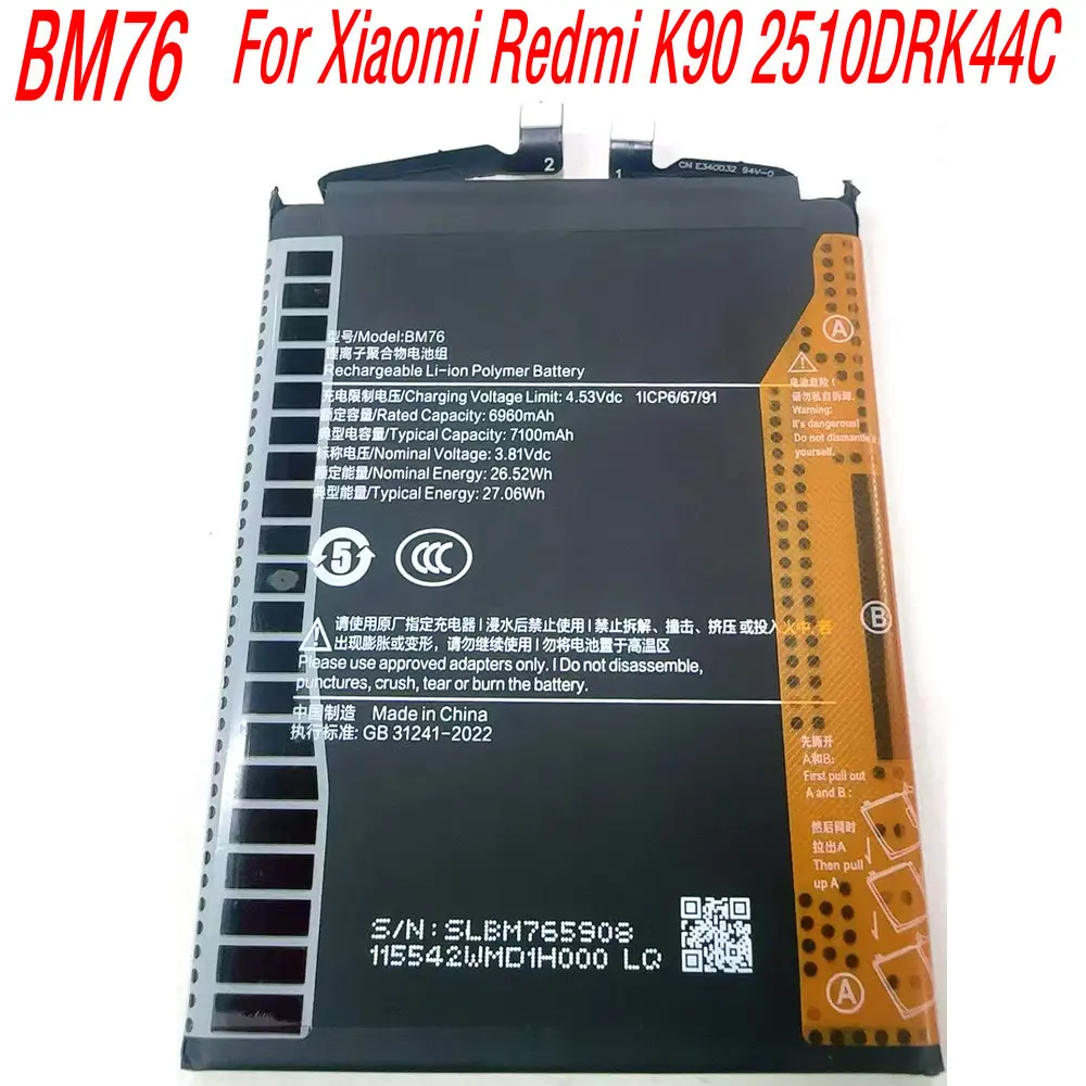 2026 Years New BM76 High Capacity Replacement Battery For Xiaomi Redmi K90 2510DRK44C Mobile Phone 1ICP6/67/91
2026 Years New BM76 High Capacity Replacement Battery For Xiaomi Redmi K90 2510DRK44C Mobile Phone 1ICP6/67/91