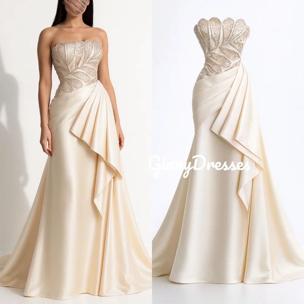 Customize Wedding Party Dress A-Line Strapless Elegant Party Dresses For Women Zipper Up Floor-Length Beadings Formal Occasion
Customize Wedding Party Dress A-Line Strapless Elegant Party Dresses For Women Zipper Up Floor-Length Beadings Formal Occasion