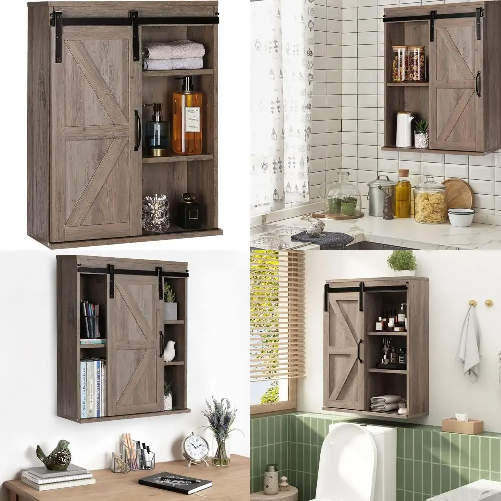 Rustic 3-Tier Sliding Barn Door Wall Cabinet for Bathroom, Kitchen, Living Room - Washed Oak Finish
Rustic 3-Tier Sliding Barn Door Wall Cabinet for Bathroom, Kitchen, Living Room - Washed Oak Finish