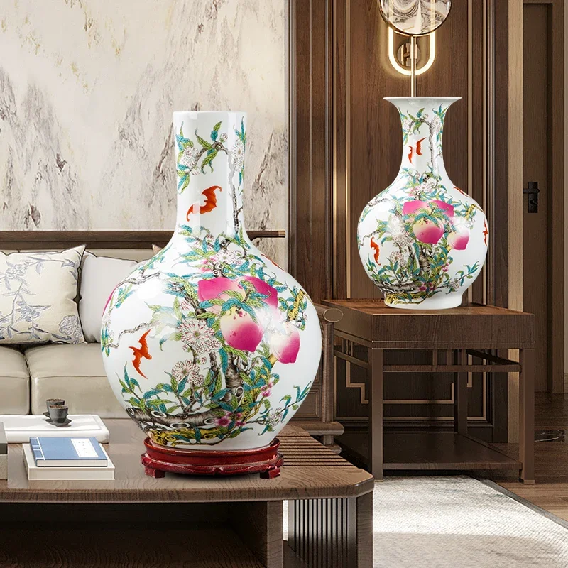 Antique Flower Vase Five Blessings Longevity Peach Pink Porcelain TV Cabinet Craft Ornament Gift Giving Self Use Home Decoration
Antique Flower Vase Five Blessings Longevity Peach Pink Porcelain TV Cabinet Craft Ornament Gift Giving Self Use Home Decoration