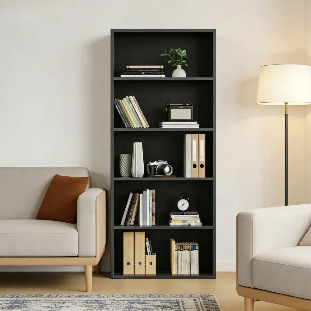 Bookshelves With Adjustable Shelves, Floor Standing Bookcase For Home Office Storage, Black
Bookshelves With Adjustable Shelves, Floor Standing Bookcase For Home Office Storage, Black