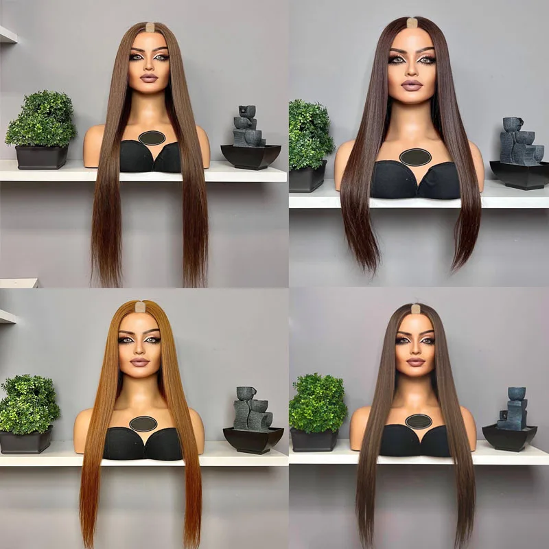 Golden Ginger Brown Silky Straight Human Hair Adjustable U Part Wigs for Black Women Gluelss Dark Brown Cool Brown U Part Wigs
Golden Ginger Brown Silky Straight Human Hair Adjustable U Part Wigs for Black Women Gluelss Dark Brown Cool Brown U Part Wigs